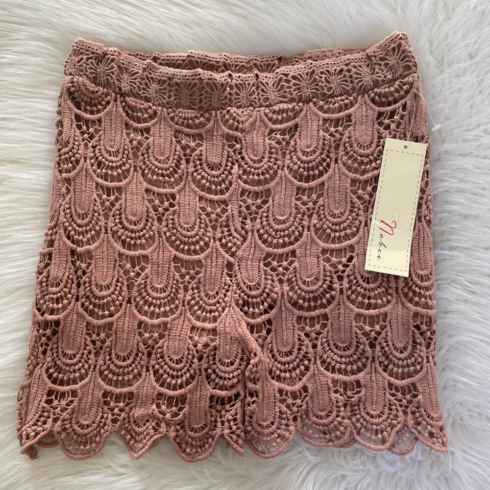 Nabee Dusty Rose Lace Shorts Sz S